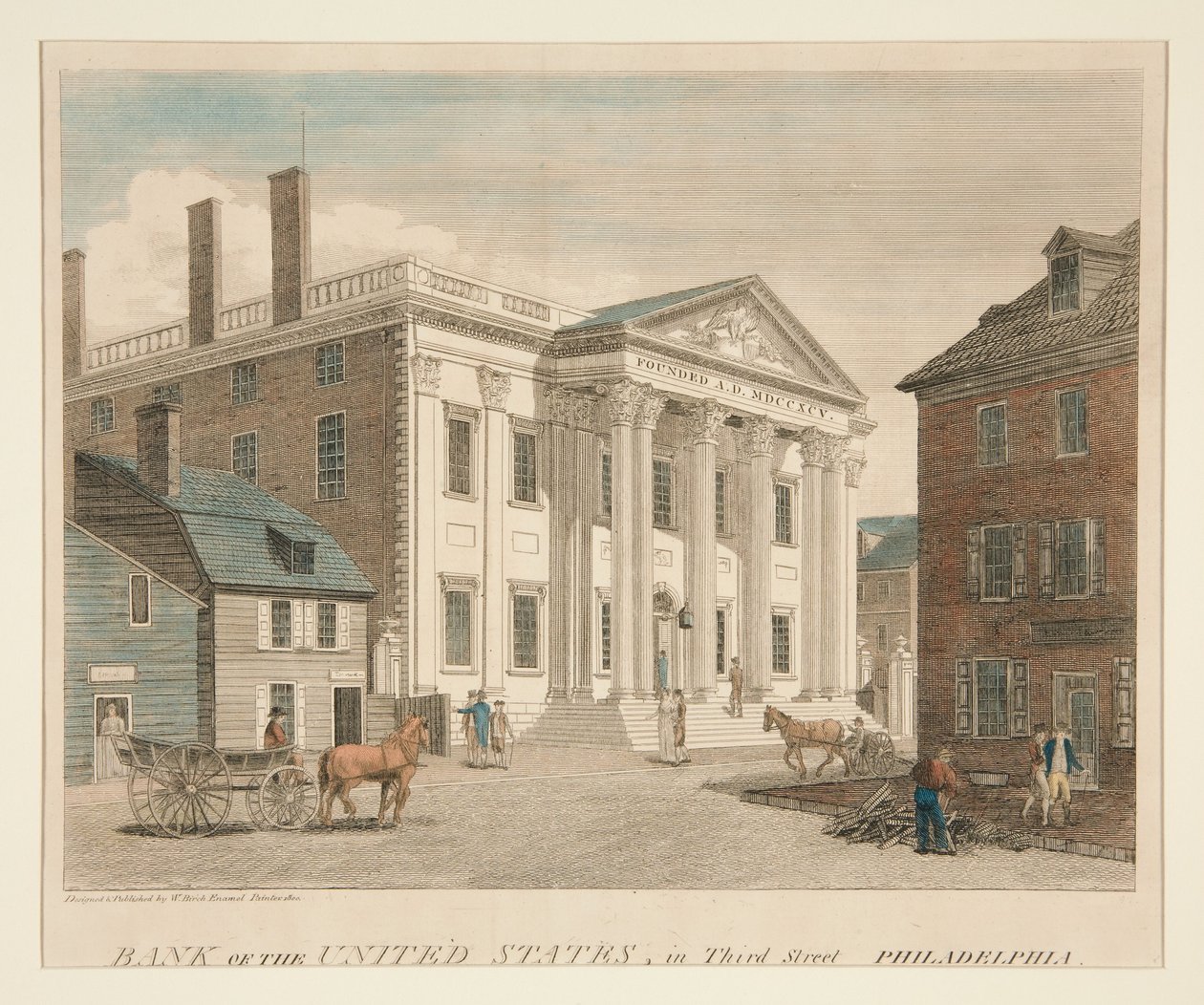 Az Egyesült Államok Bankja, a philadelphiai Third Streeten alkotó: William Russell Birch