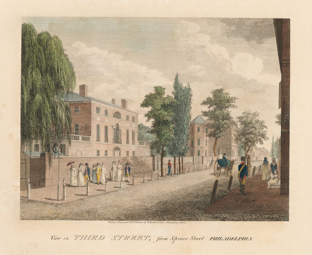 Kilátás a Third Streetre a Spruce Street felől alkotó: William Russell Birch