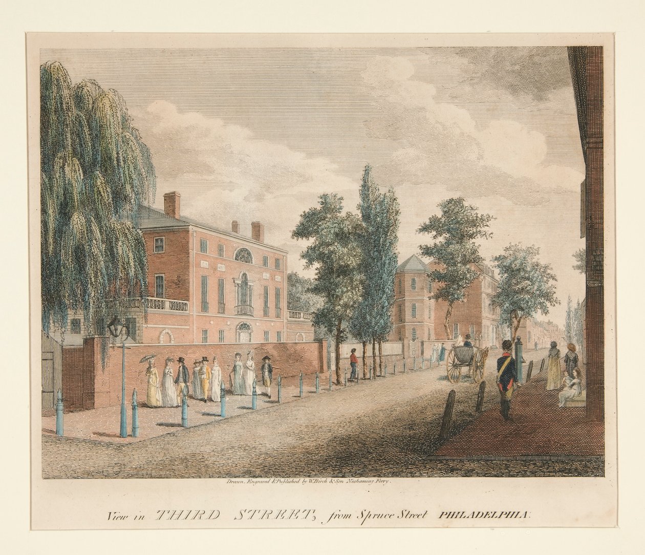 Kilátás a Third Street-en, Philadelphia Spruce Street felől alkotó: William Russell Birch
