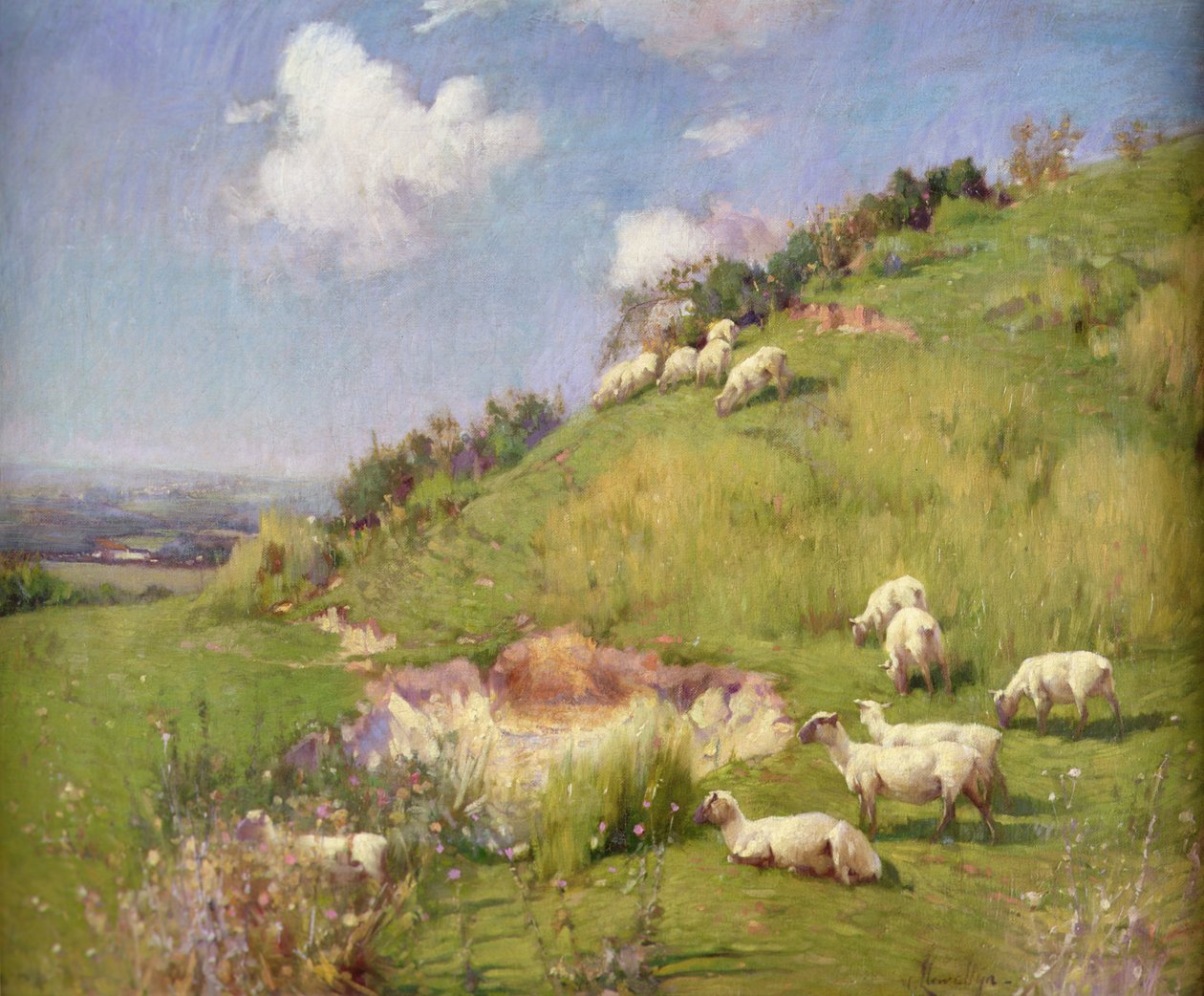 Birkák a domboldalon (olaj, vászon) alkotó: William Samuel Henry Llewellyn