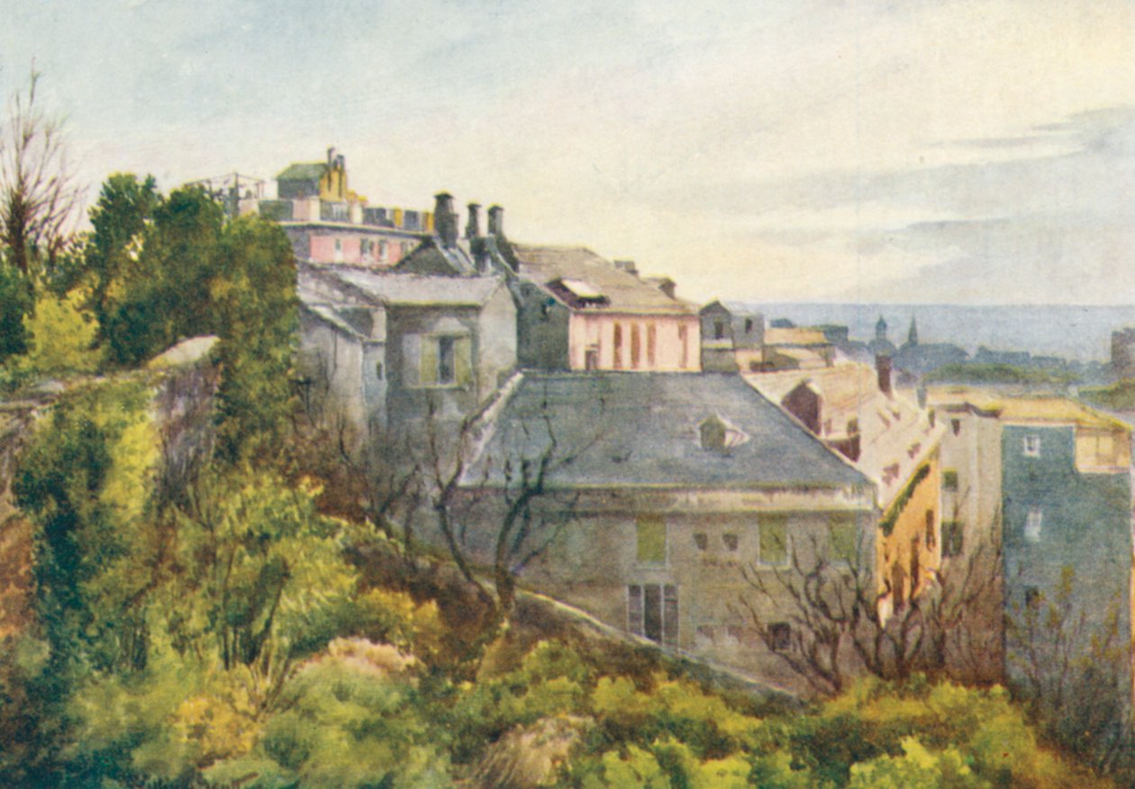 Genova, a Corso Magenta felől (színes litográfia) alkotó: William Scott