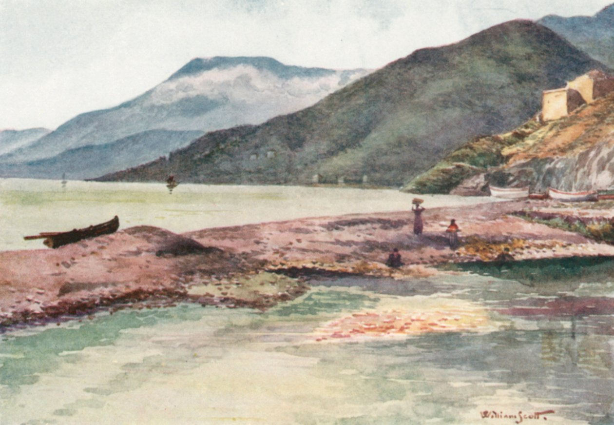 Olaszország és Franciaország, a Roya torkolata (színes litográfia) alkotó: William Scott