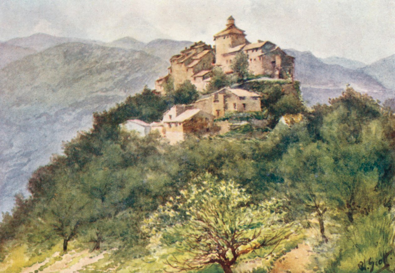 La Roquette, a Var-völgyben (színes litográfia) alkotó: William Scott