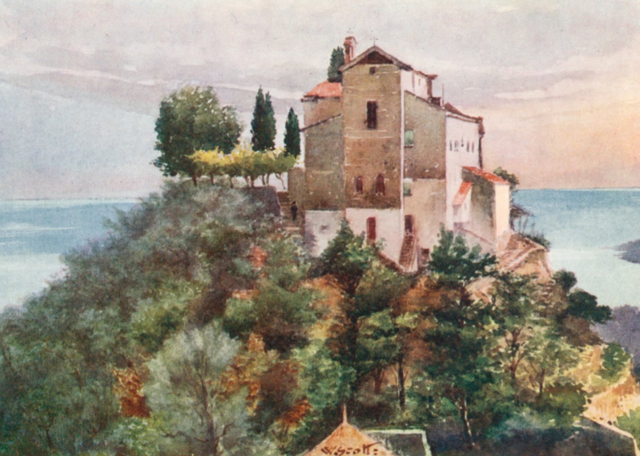 Annonciade kolostor, Mentone, északról (színes litográfia) alkotó: William Scott