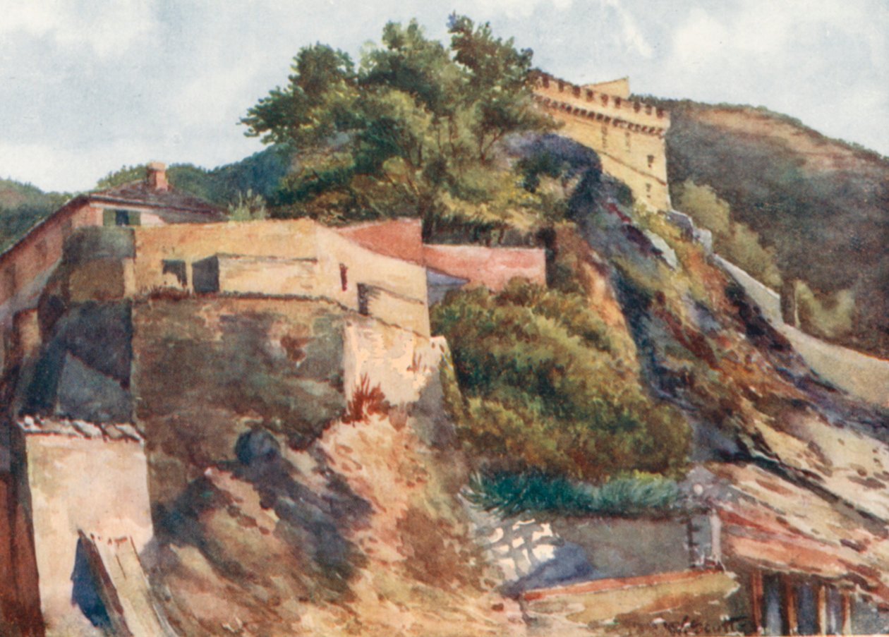 A régi vár, Levanto (színes litográfia) alkotó: William Scott