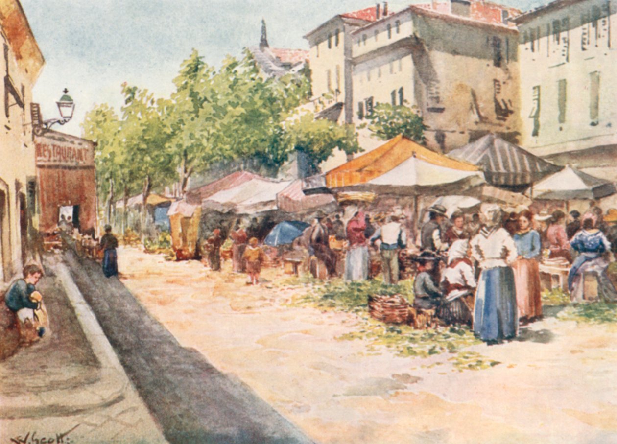 A nizzai zöldségpiac, nyugati irányban (színes litográfia) alkotó: William Scott