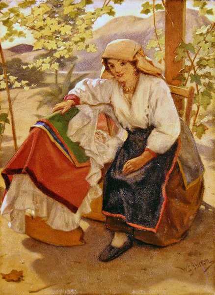 Anya és gyermeke (olaj, tábla) alkotó: William Shakespeare Burton
