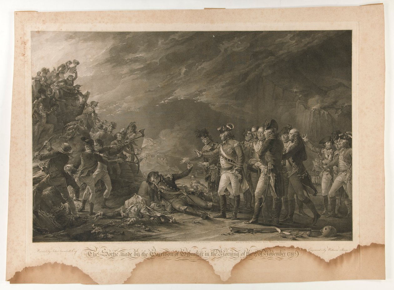 A gibraltári helyőrség által 1781. november 27-én reggel készített Sortie alkotó: William Sharp