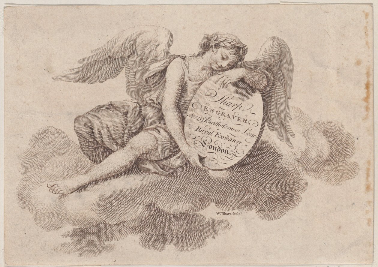 Kereskedelmi kártya William Sharp számára, gravírozó, 18. század. alkotó: William Sharp