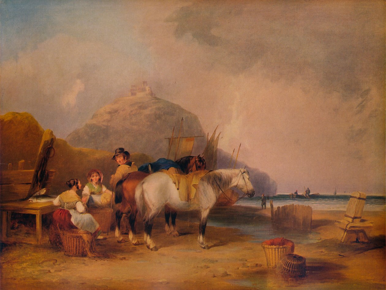 Tengerparti jelenet figurákkal és lovakkal, c1841 alkotó: William Shayer