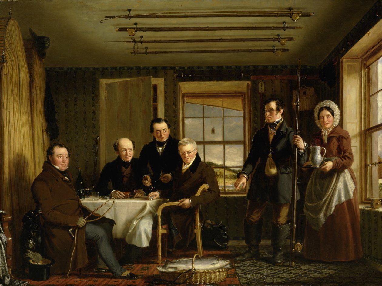 Megbeszélés egy lazacfogásról egy skót halászházban, 1840 körül (olaj, vászon) alkotó: William Shiels