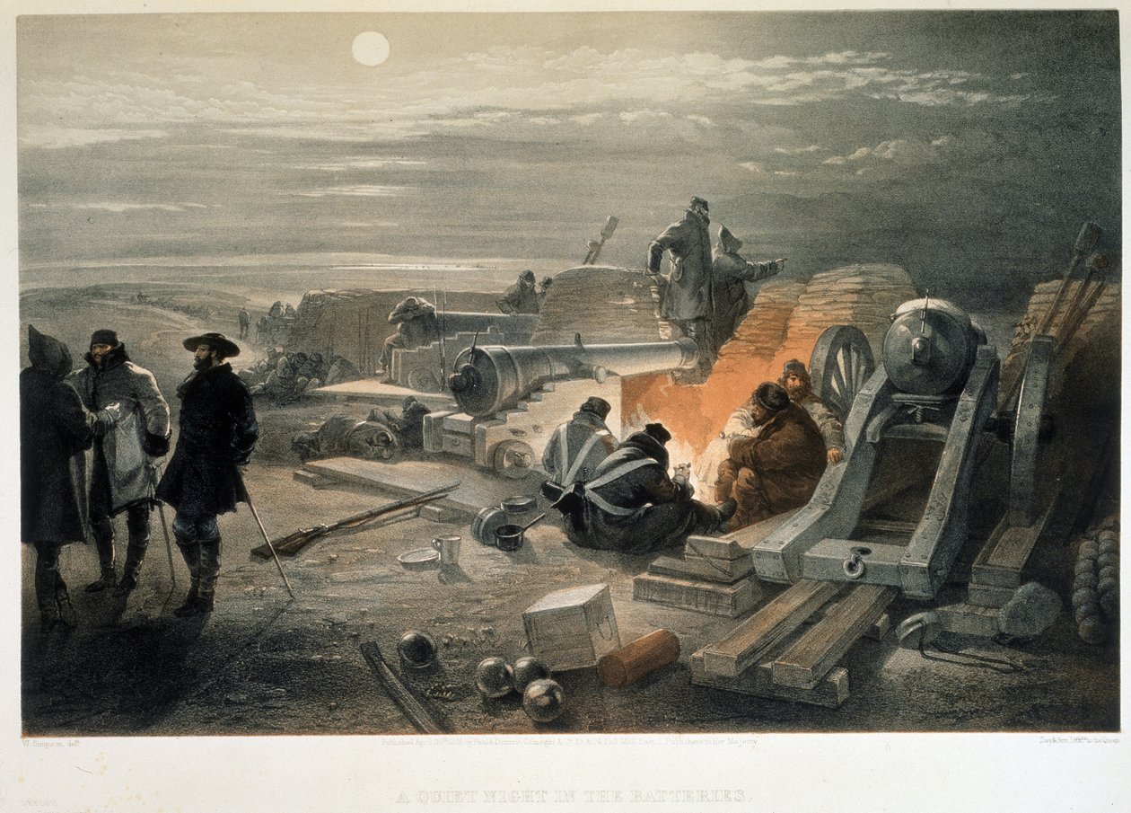 Egy csendes éjszaka az akkumulátorokban, 1855 alkotó: William Crimea Simpson
