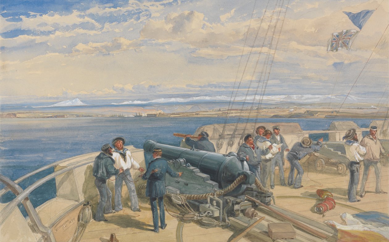 Sebastopol, H. M. S. Sidon fedélzetéről vázlat, 1855. febr. alkotó: William Simpson