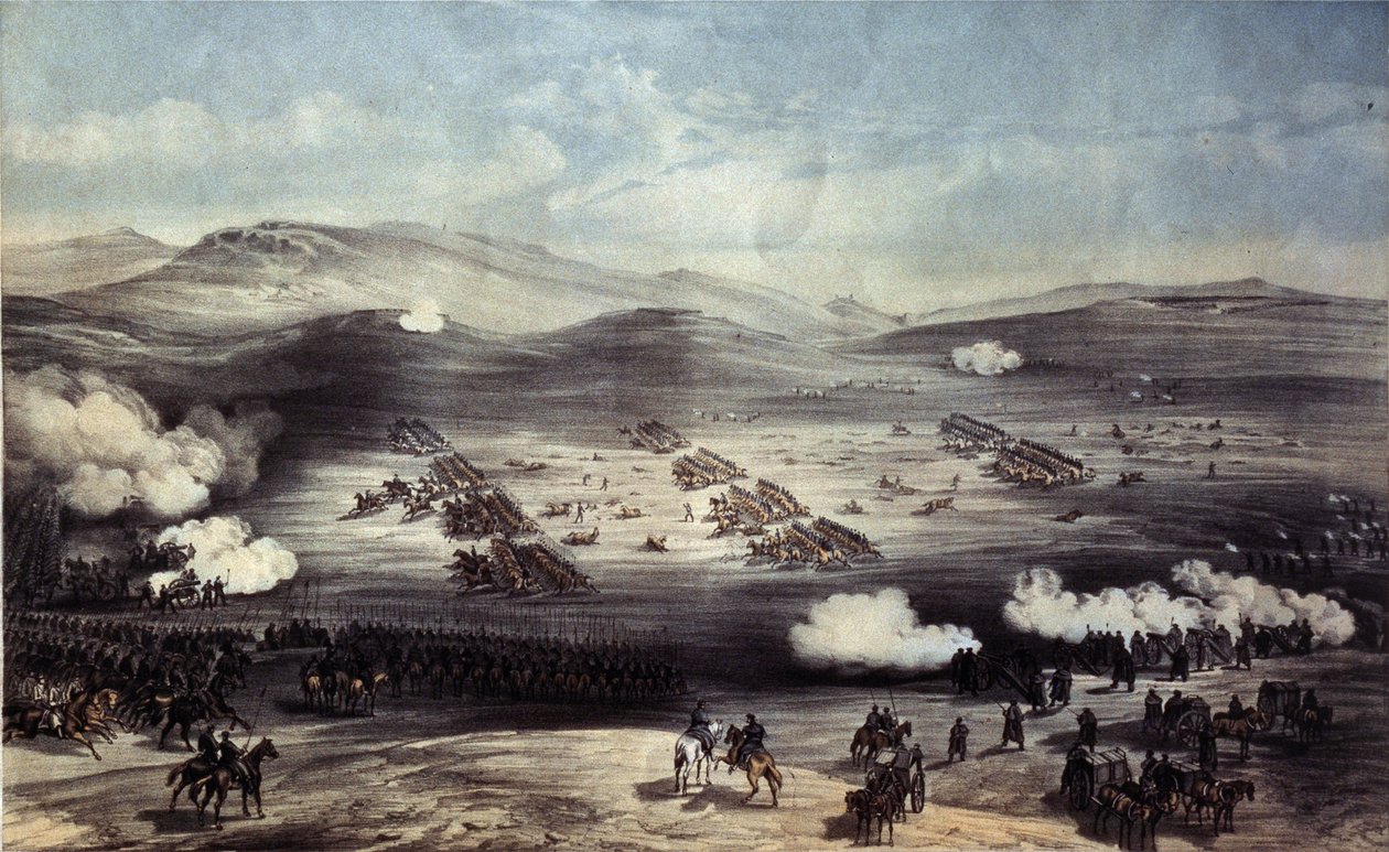 A balaclavai csata 1854. október 25-én. A Könnyűdandár rohama alkotó: William Crimea Simpson