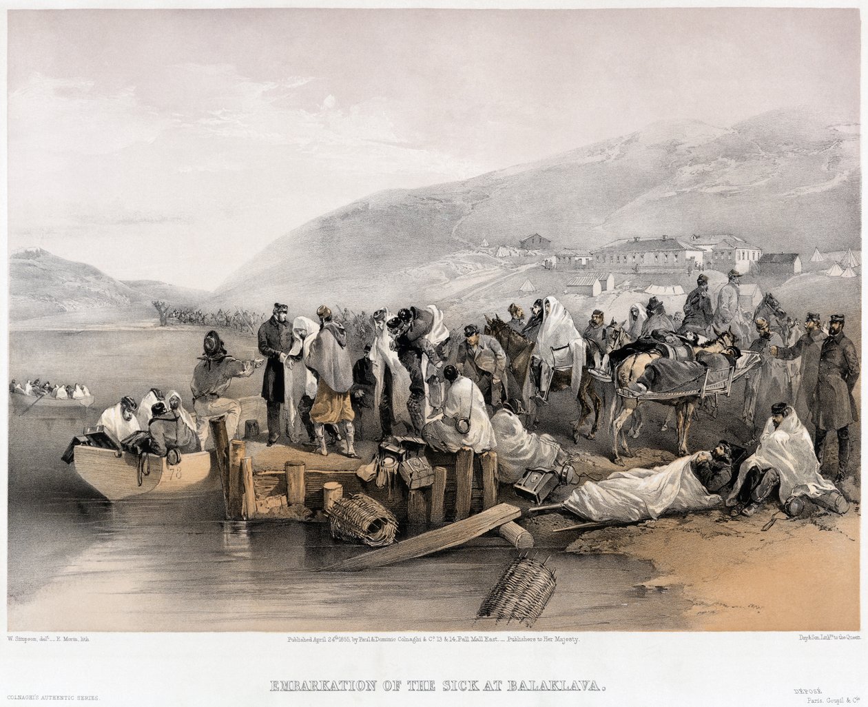 Betegek behajózása Balaklaván, 1855 alkotó: William Crimea Simpson