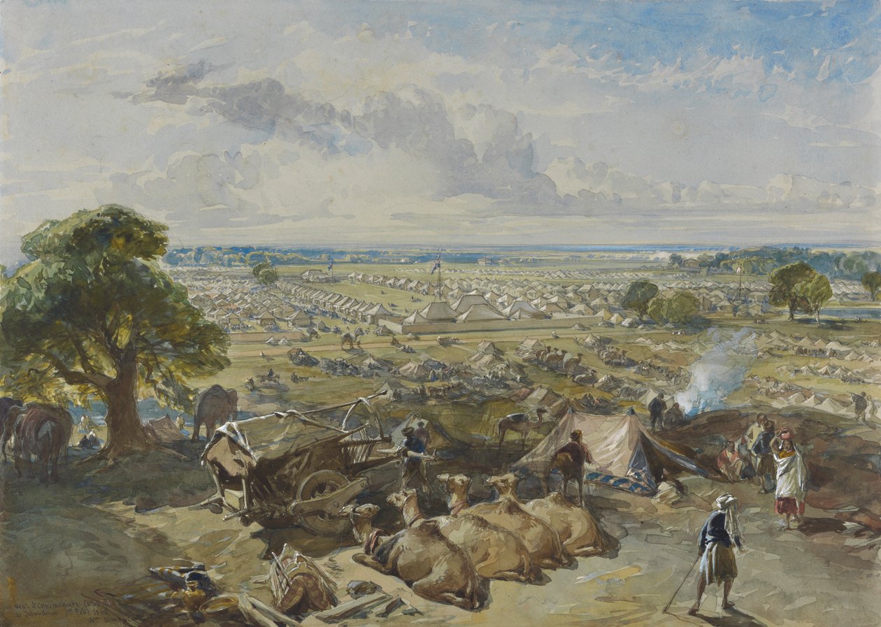 A főkormányzó és a főparancsnok tábora Jalandharban, 1860. február 1. alkotó: William Simpson