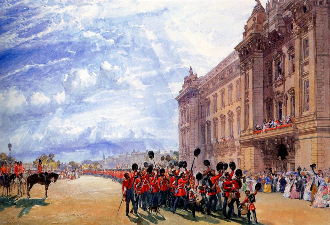 Az őrök visszatérése a Krímből, 1856. július. alkotó: William Simpson