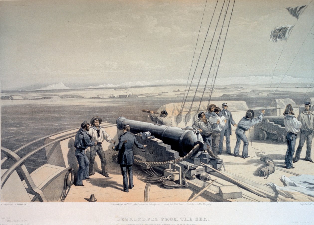 Szevasztopol kilátása a tengerről, 1855. alkotó: William Simpson