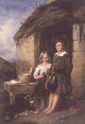 Felföldi gyerekek egy Bothy ajtajánál alkotó: William Simson
