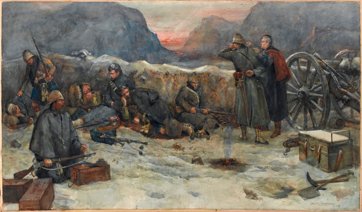 A Gordon Highlanders: Hajnal az árkokban alkotó: William Skeoch Cumming
