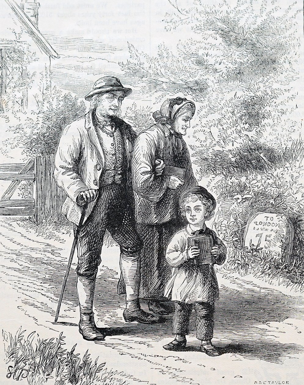 Egy idős házaspár és unokája. Szerző: William Small (1843-1929) angol illusztrátor. 1880 (metszet) alkotó: William Small