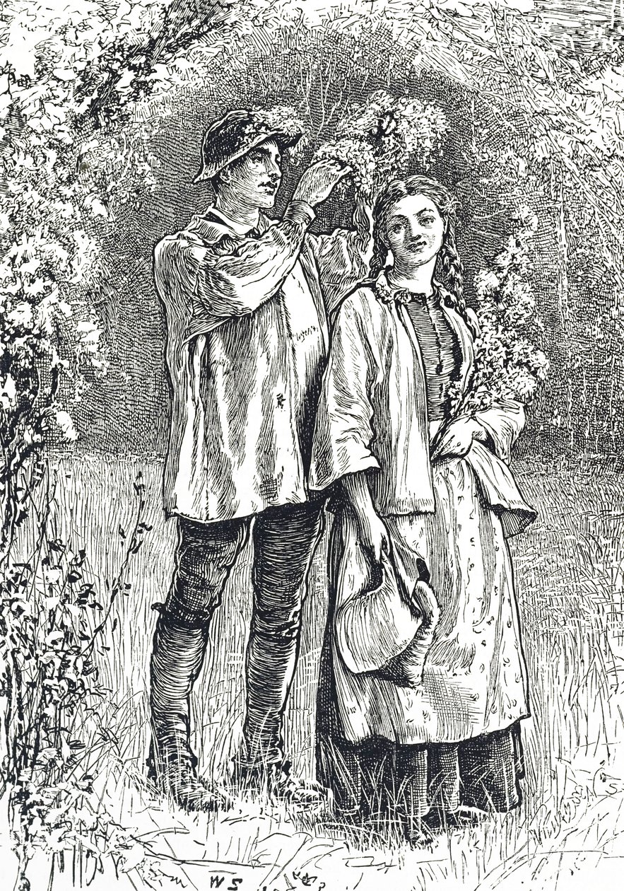 Május királynőjének megkoronázását ábrázoló metszet alkotó: William Small