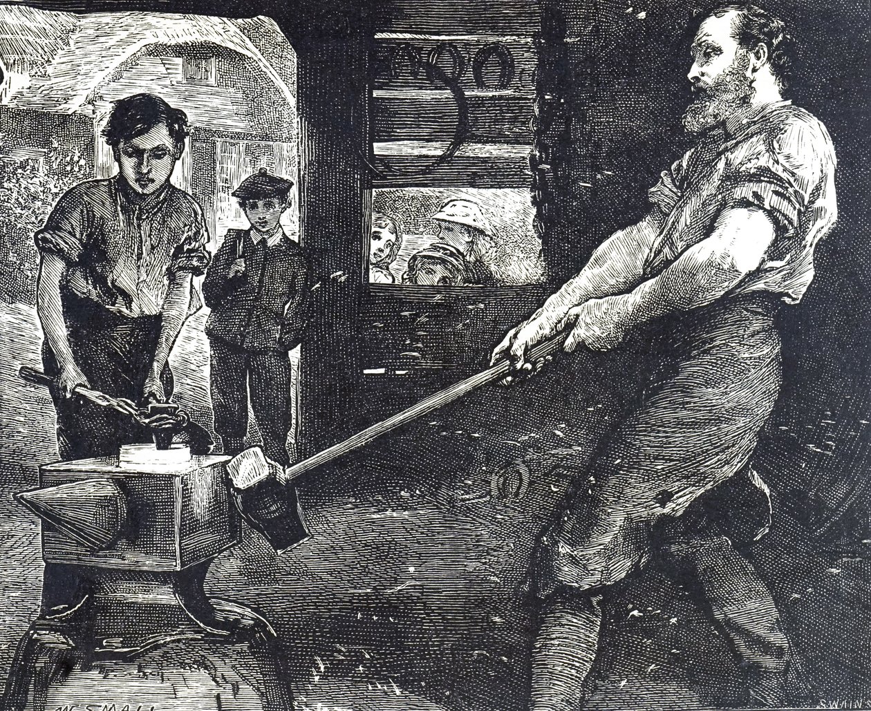 A falu kovácsát ábrázoló metszet alkotó: William Small