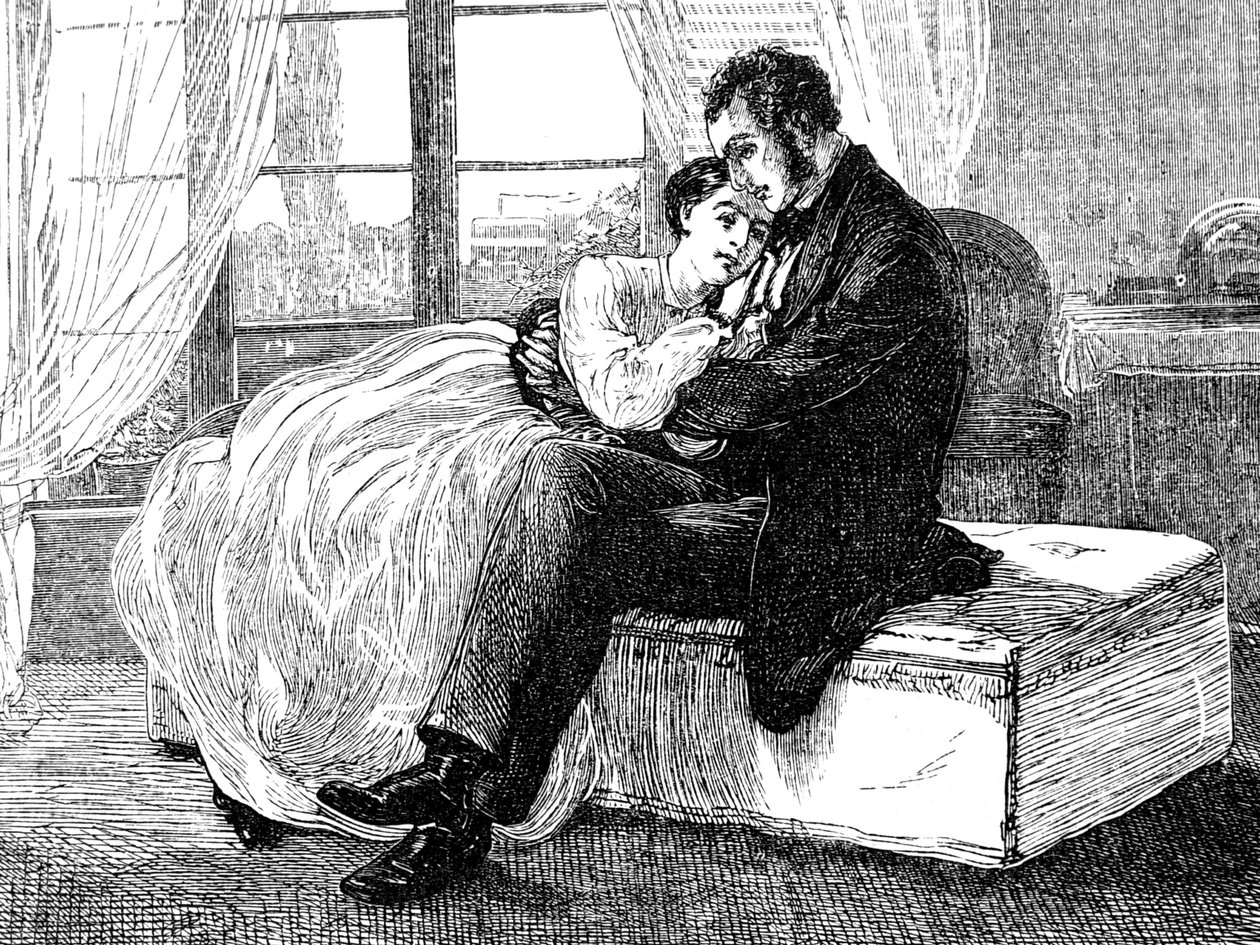 Házassági ajánlat elfogadását ábrázoló illusztráció alkotó: William Small