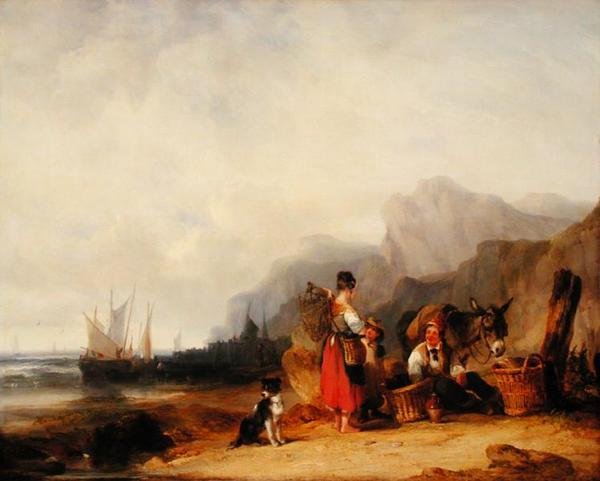 The Prawn Fishers, 1835 körül (olaj, vászon) alkotó: William Snr. Shayer