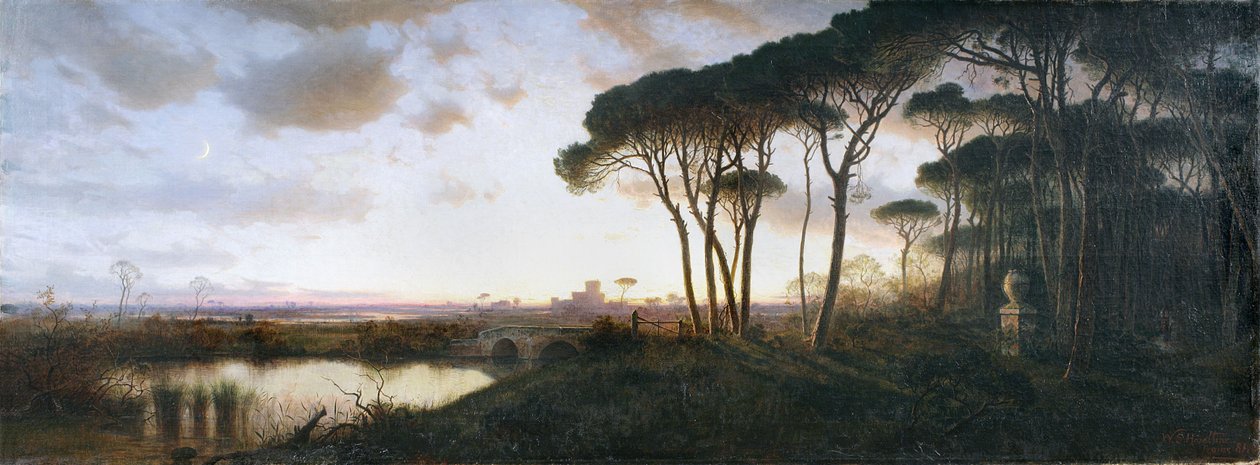 Ostia vára Castel Fusano fenyőerdőjéből nézve, 1881 alkotó: William Stanley Haseltine