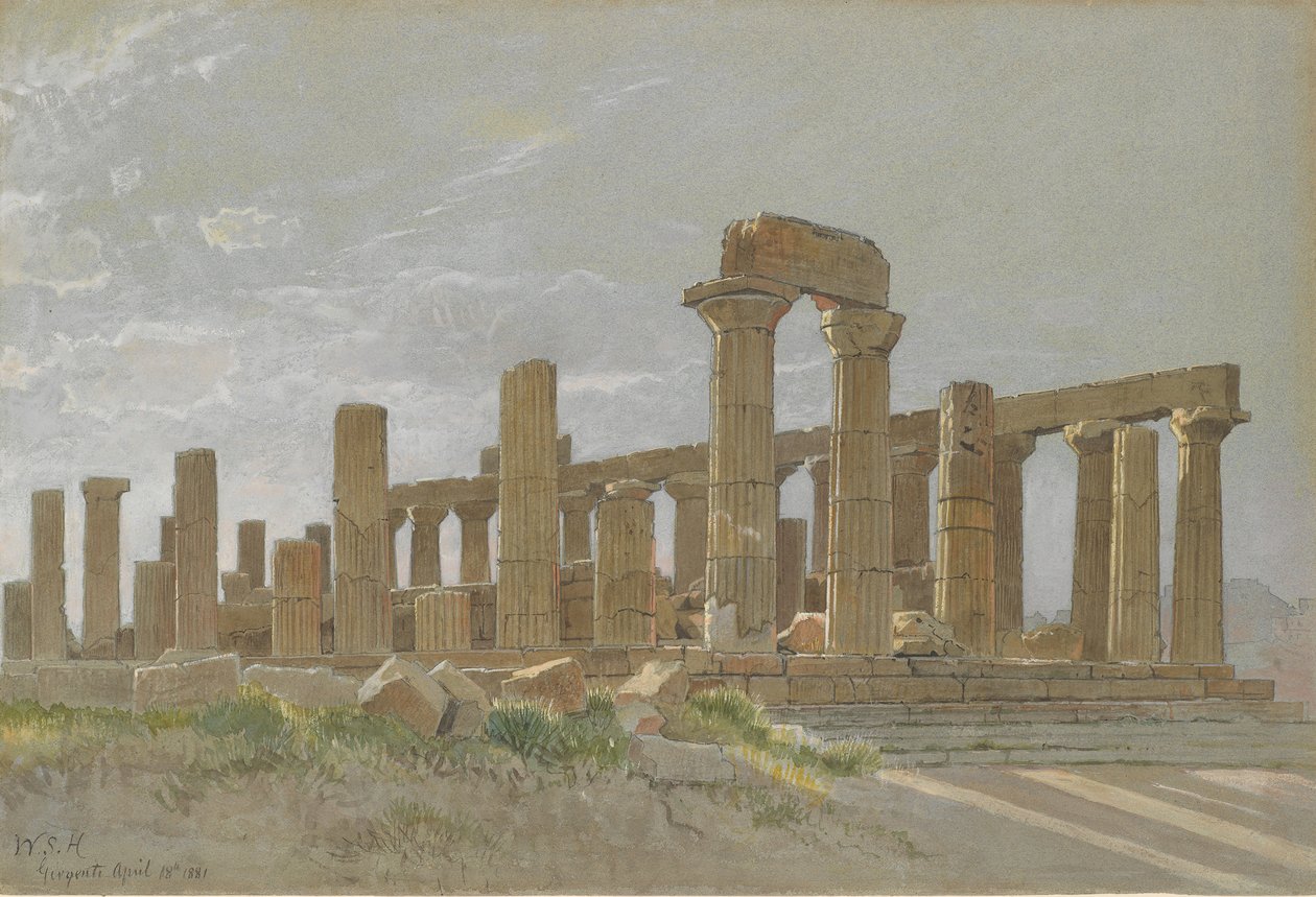 Girgenti Juno Lacinia temploma Agrigentumban, 1881. alkotó: William Stanley Haseltine