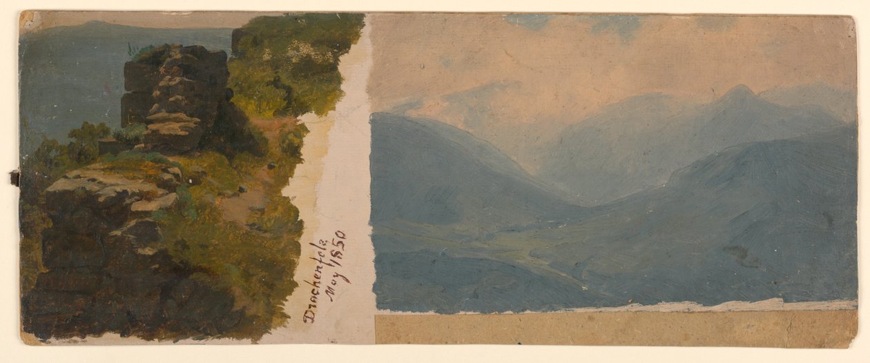 Tájtanulmány, Drachenfels, Németország alkotó: William Stanley Haseltine