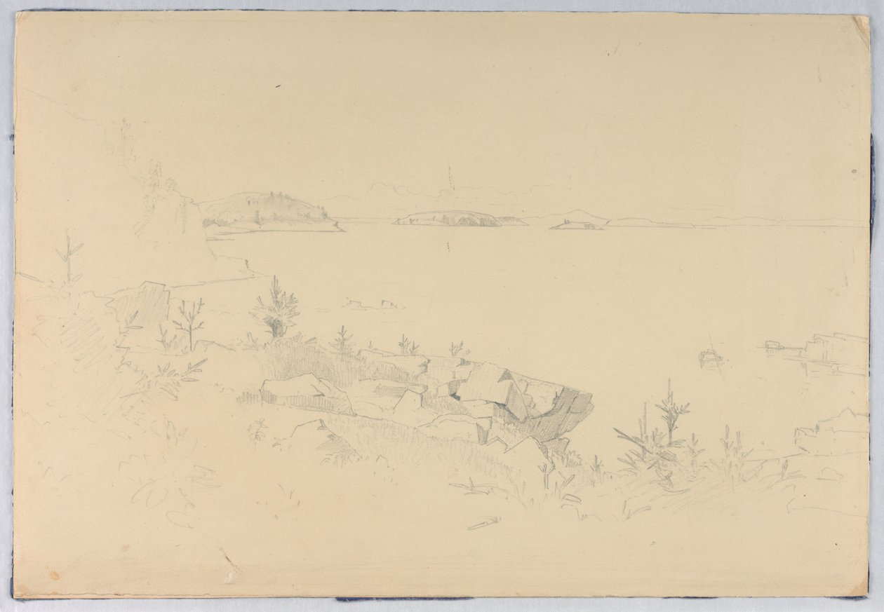 Tengeri tájkép tanulmányozása. Porcupine-szigetek, Bar Harbor, ME alkotó: William Stanley Haseltine
