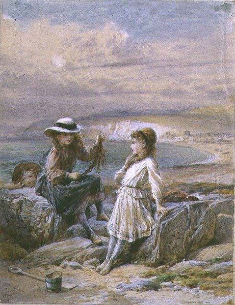 Két lány és egy fiú hínárral alkotó: William Stephen Coleman