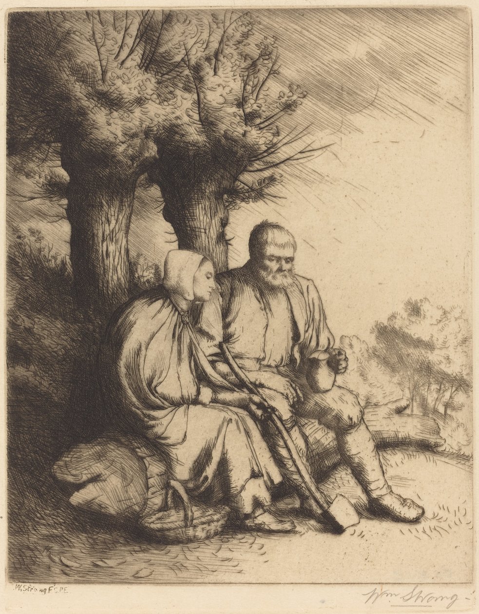 Férfi és nő egy fa alatt alkotó: William Strang