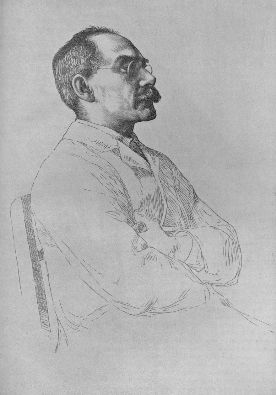 Rudyard Kipling portréja, 1898, 1906 alkotó: William Strang