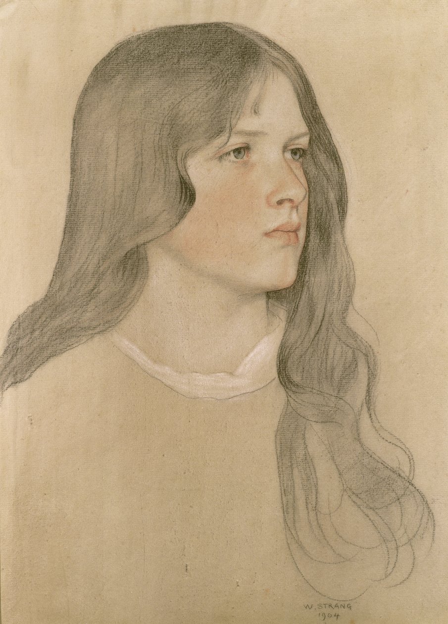 Lányportré, 1904 (színes ceruza papíron) alkotó: William Strang