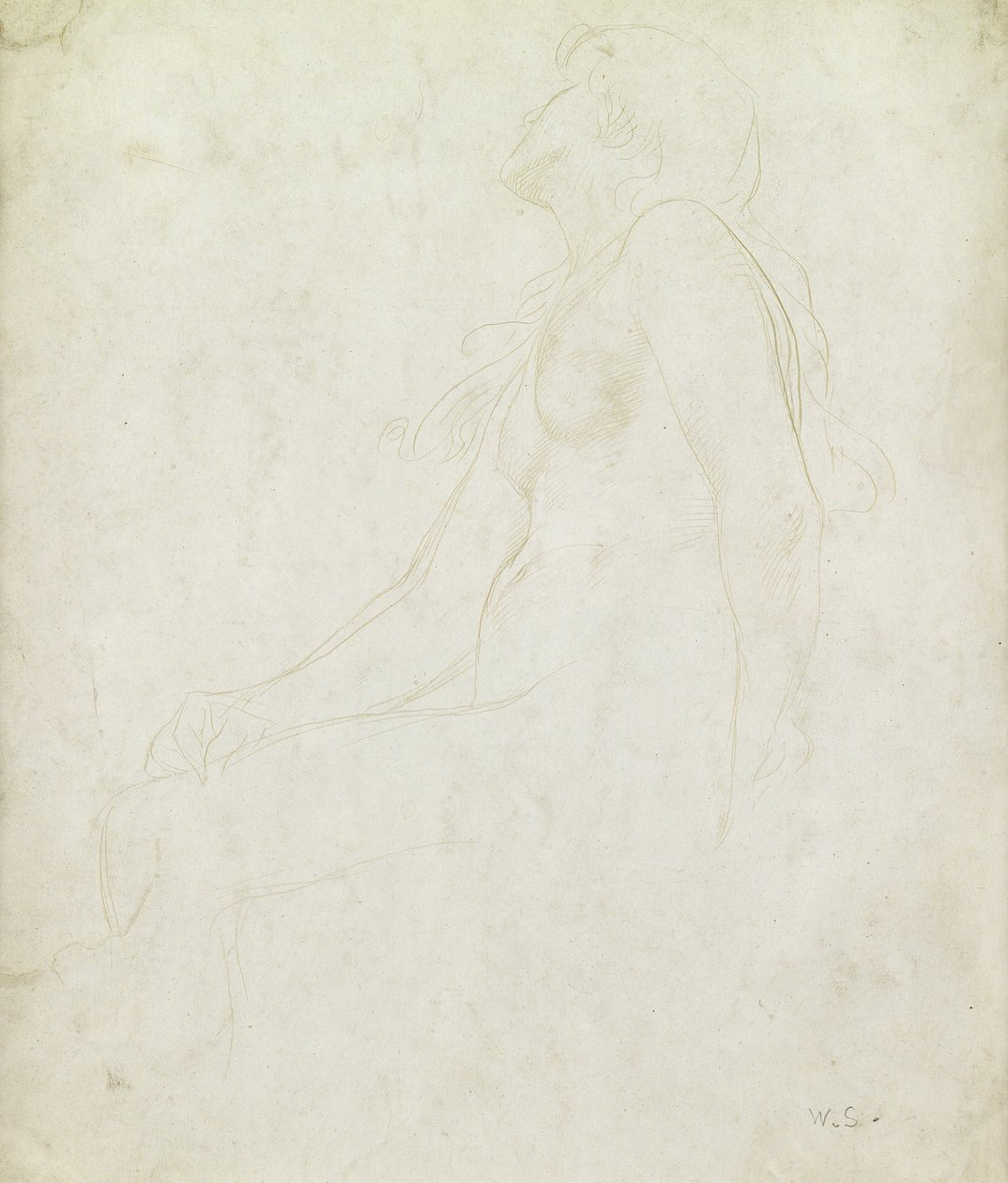 Egy akt tanulmányozása (aranypont papíron) alkotó: William Strang