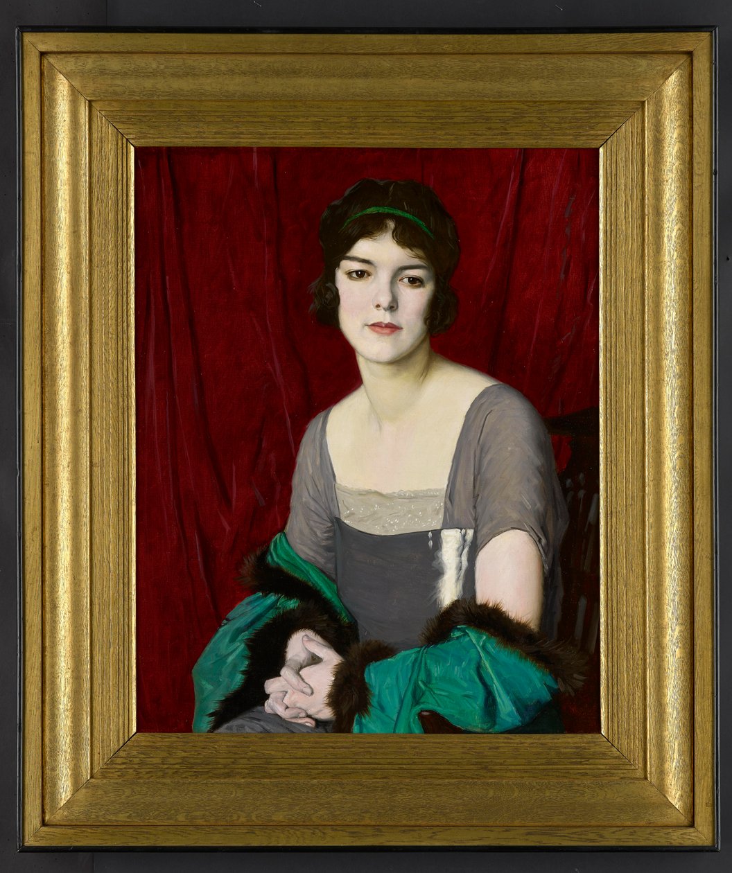 A zöld köpeny, Miss Barbara Horder színésznő portréja, 1918 alkotó: William Strang