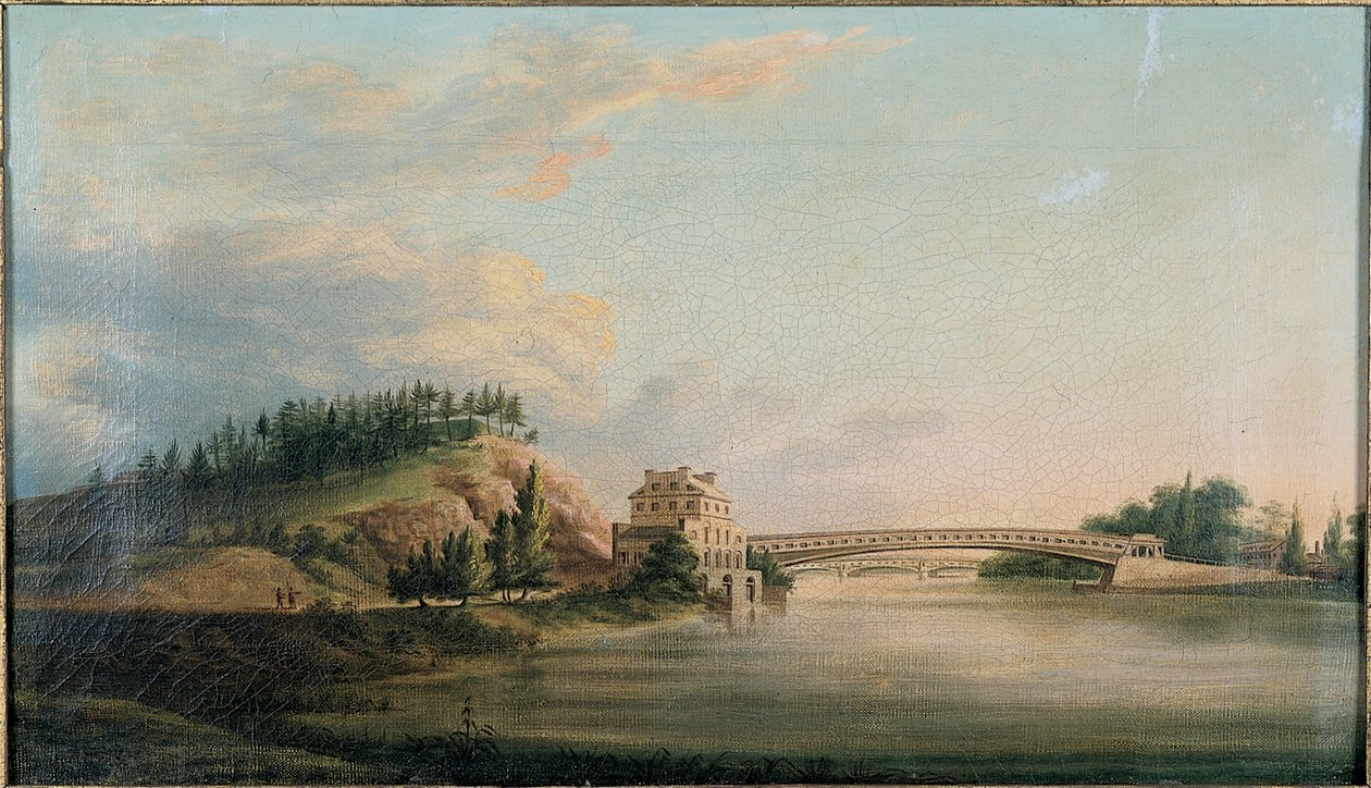 Kilátás a Schuylkill folyón átívelő hídra, 1815 körül alkotó: William Strickland