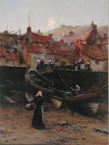 Rakpart, Staithes, Yorkshire (olaj, vászon) alkotó: William Teulon Blandford Fletcher