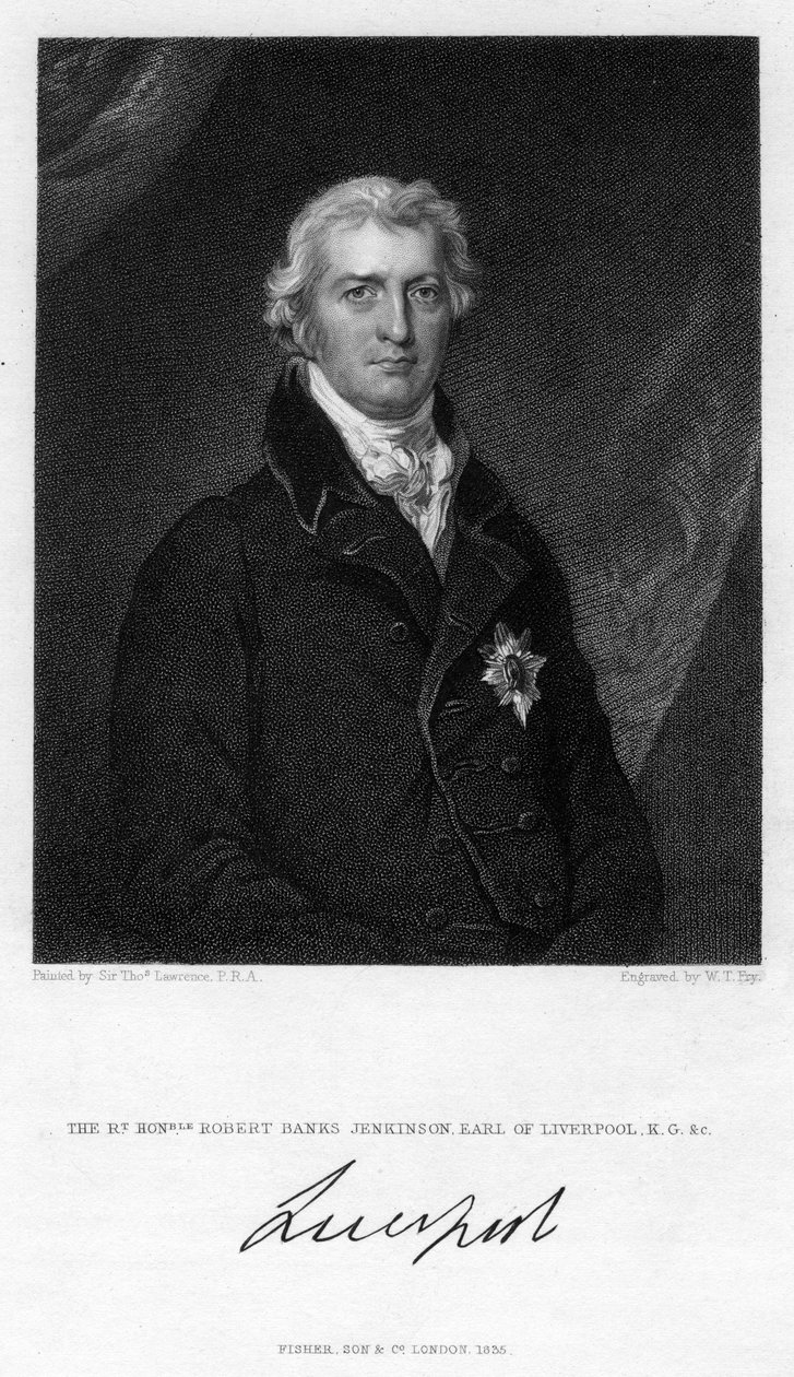 Robert Jenkinson, Liverpool 2. grófja, brit politikus és miniszterelnök, 1835. alkotó: William Thomas Fry