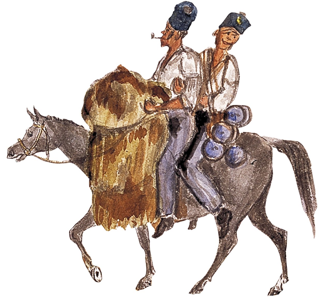 Takarmányfáradtság „Bono Johnny”, Krími háború, 1854-1856 (akvarell) alkotó: William Thomas Markham