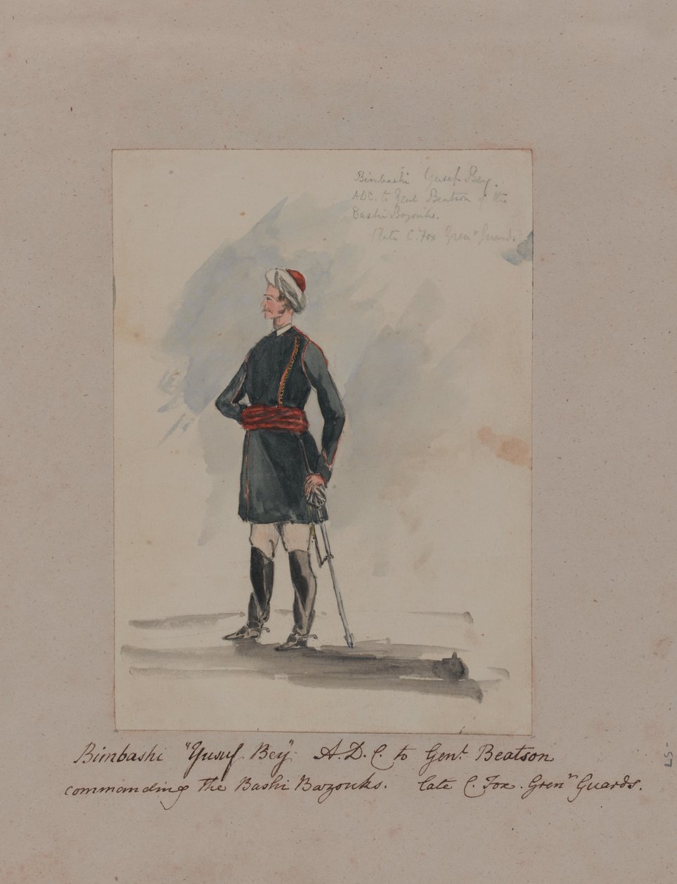 Bimbashi „Yusuf Bey” A.D.C. Genl. Beatson a Bashi Bazouk parancsnoka. Néhai C. Fox. Grenr Guards (akvarell) alkotó: William Thomas Markham