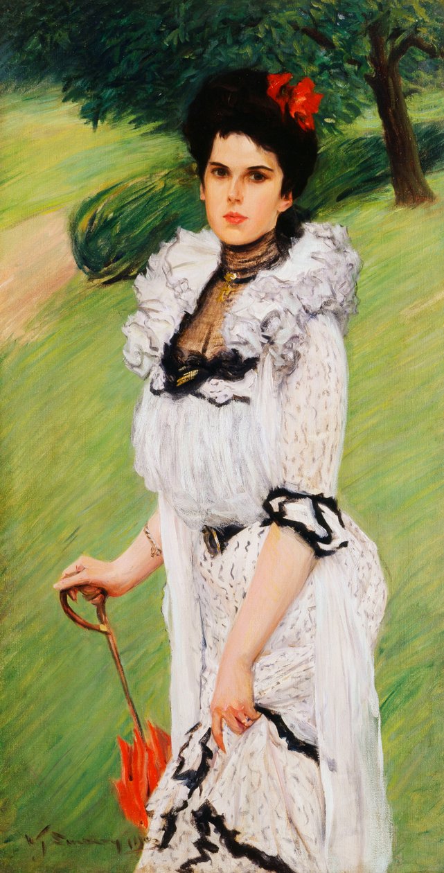 A fehér ruha – Egy fiatal nő portréja a parkban, 1903 alkotó: William Thomas Smedley