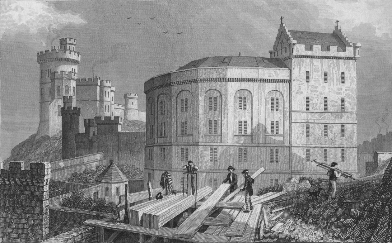 A Bridewell East End és a Jail Governors House, Edinburgh, 1829 alkotó: William Tombleson