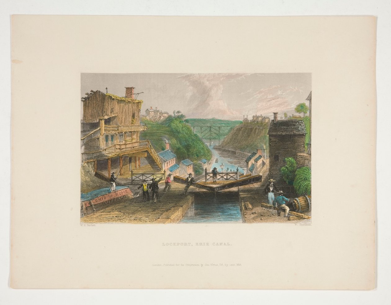 Lockport, Erie-csatorna, Nathaniel Parker Willis illusztrációja alkotó: William Tombleson