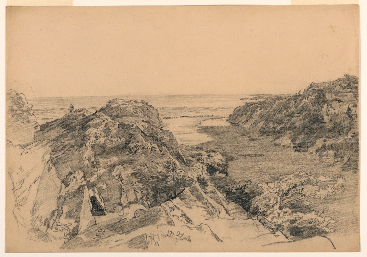 Rajz, Paradicsom és tisztítótűz, Middletown, Rhode Island, 1875-80 körül. alkotó: William Trost Richards
