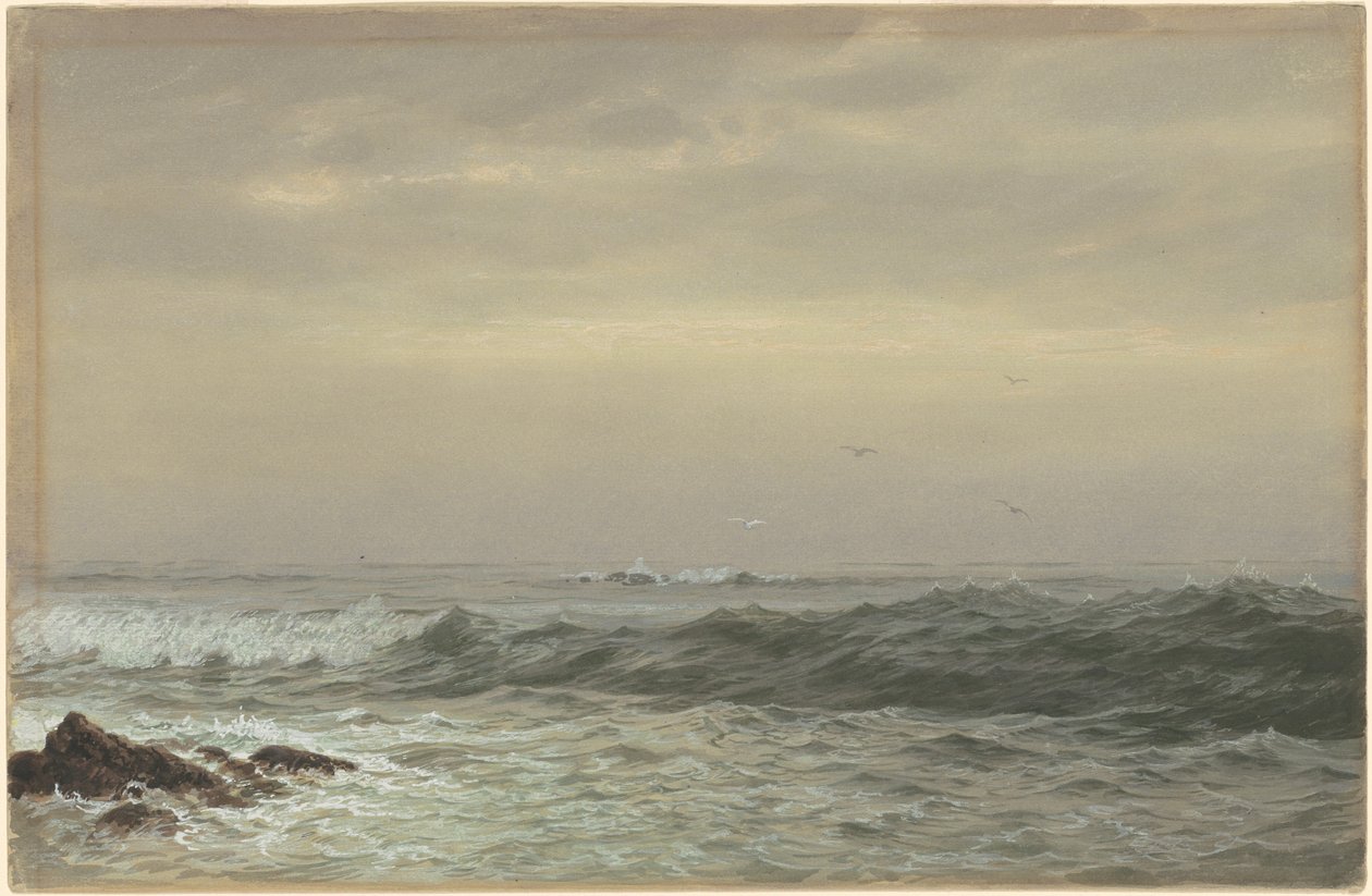Sziklák és hullámtörő alkotó: William Trost Richards