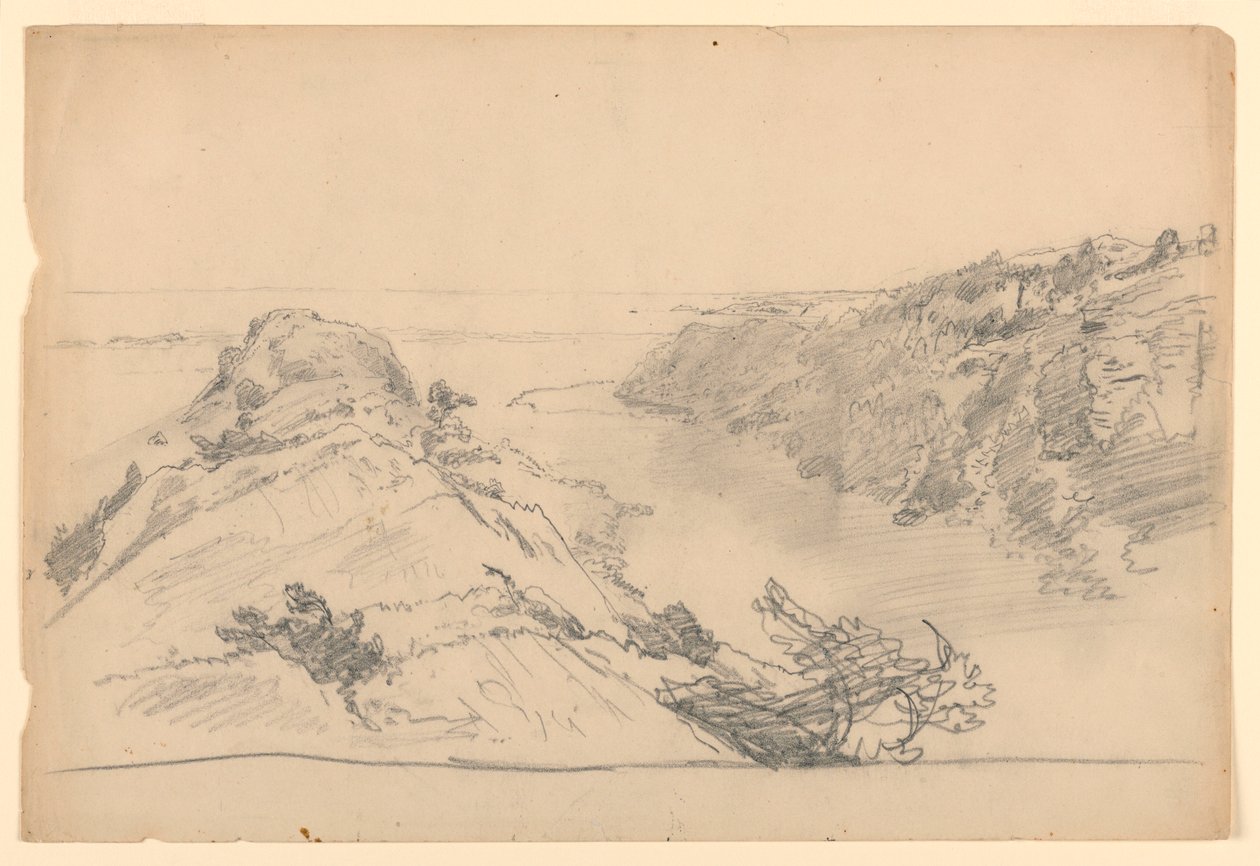 Tanulmány a "From Paradise to Purgaatory, Newport" című könyvhöz alkotó: William Trost Richards